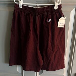 Champion Men's Maroon Athletic Shorts with Embroidered Logo
